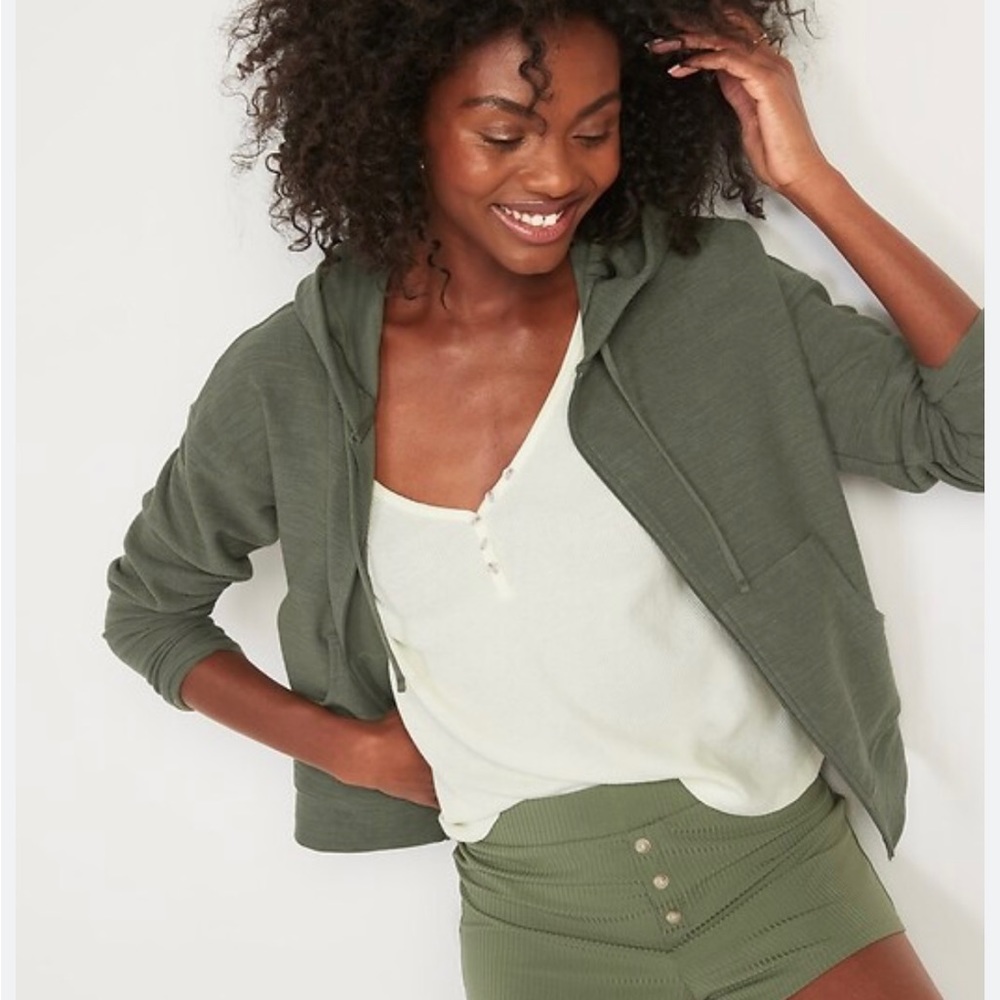 Lightweight Textured Full-Zip Hoodie for Women